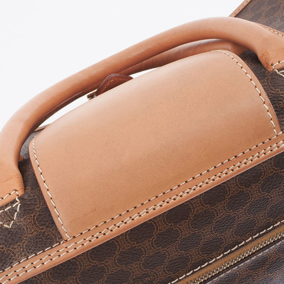 CELINE Old Boston Bag Brown PVC Leather Macadam - Picture 12 of 13